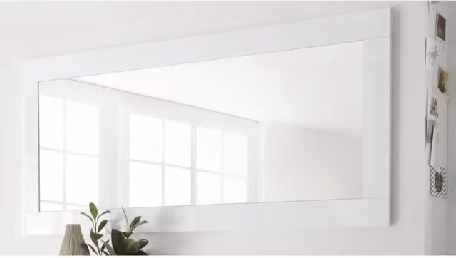 Specchio design, 170x75cm, collezione FOLOMI, bordo bianco lucido laccato