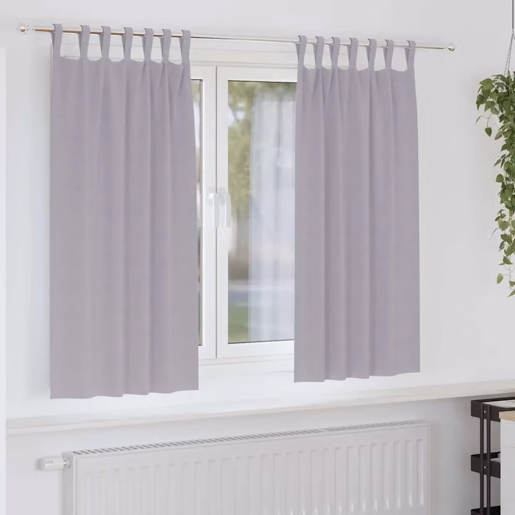 Set di 2 tende blackout vidaXL con anelli in poliestere, colore grigio, L: 175 cm x H: 140 cm