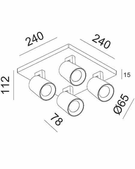 Faretto da soffitto Fabas Modo a 4 luci in alluminio bianco, design moderno e quadrato con attacco GU10 – 2