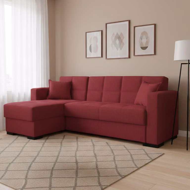 Dmora Divano Letto con Penisola Armadillo 150x227 cm Nero, Contenitore di Apertura Click-clack