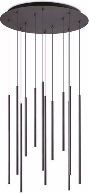 Sospensione Moderna Ideal Lux in Metallo Nero con 12 Luci LED da 25W e Luce Calda 3000K