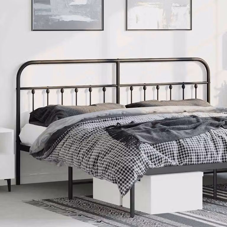 Testiera di ricambio vidaXL in metallo nero laccato, stile classico, L: 198 cm