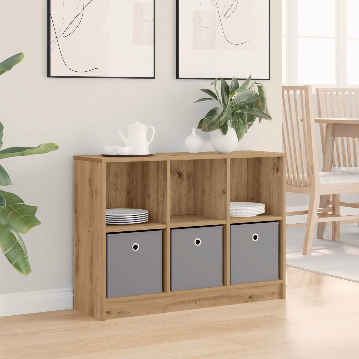 Credenza minimalista vidaXL in rovere marrone, L 88,5 x P 27,5 x H 63,5 cm
