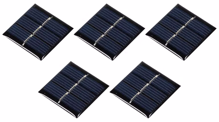 5 mini celle solari, 1,5 V, 60 mA, 0,09 W, dimensioni 30x30 mm