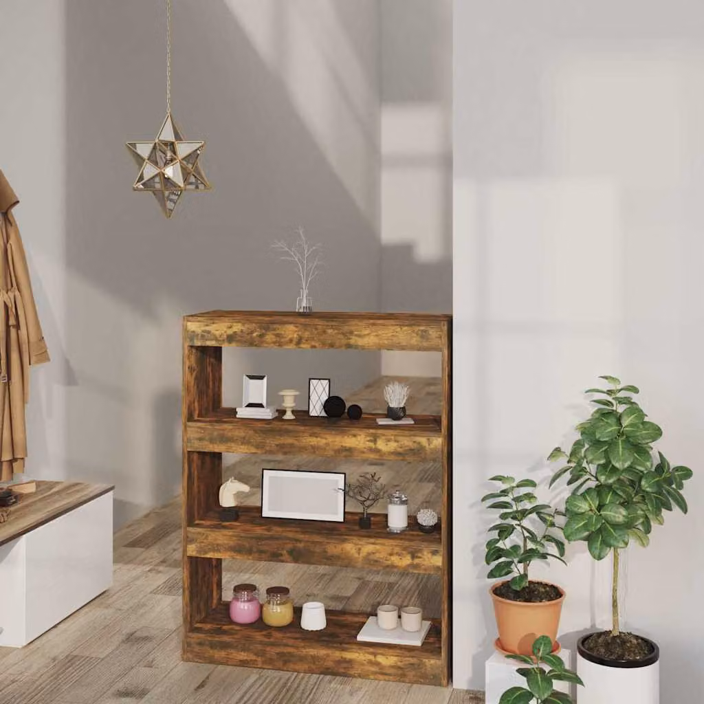 Libreria divisorio vidaXL in legno multistrato color rovere fumo L 80 cm, P 30 cm, H 103 cm