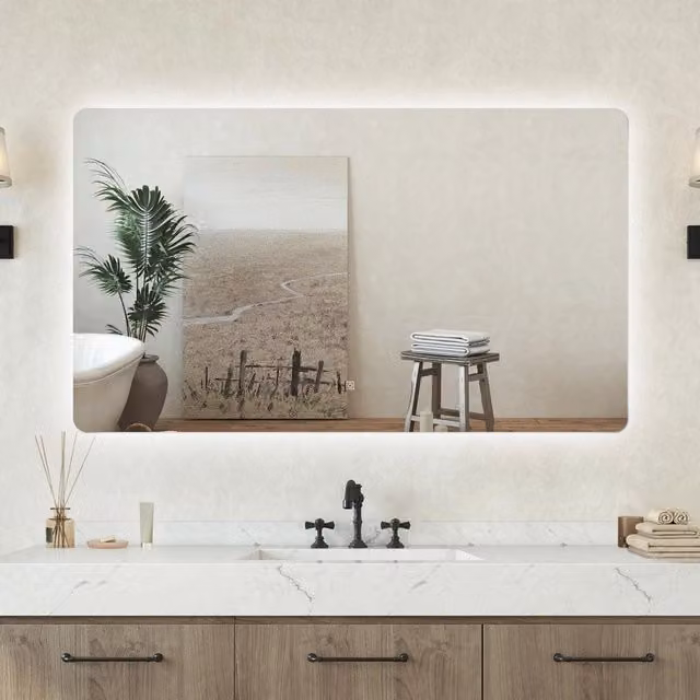 Specchio bagno Rettangolare 120x70cm Retroilluminato Con Led, Design Moderno + Antiappannamento