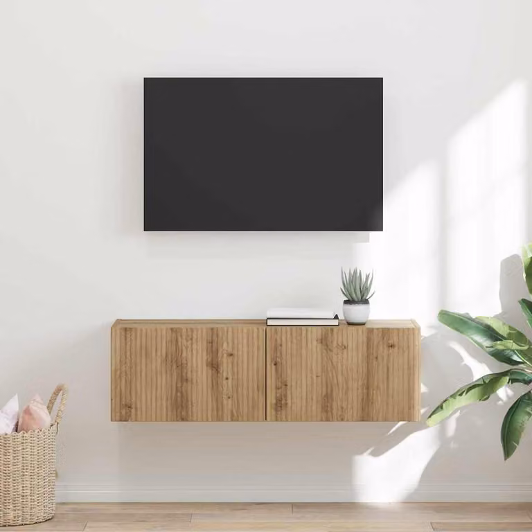 Mobile TV da parete vidaXL in Rovere Artigianale, L 98 x P 31 x H 29,5 cm