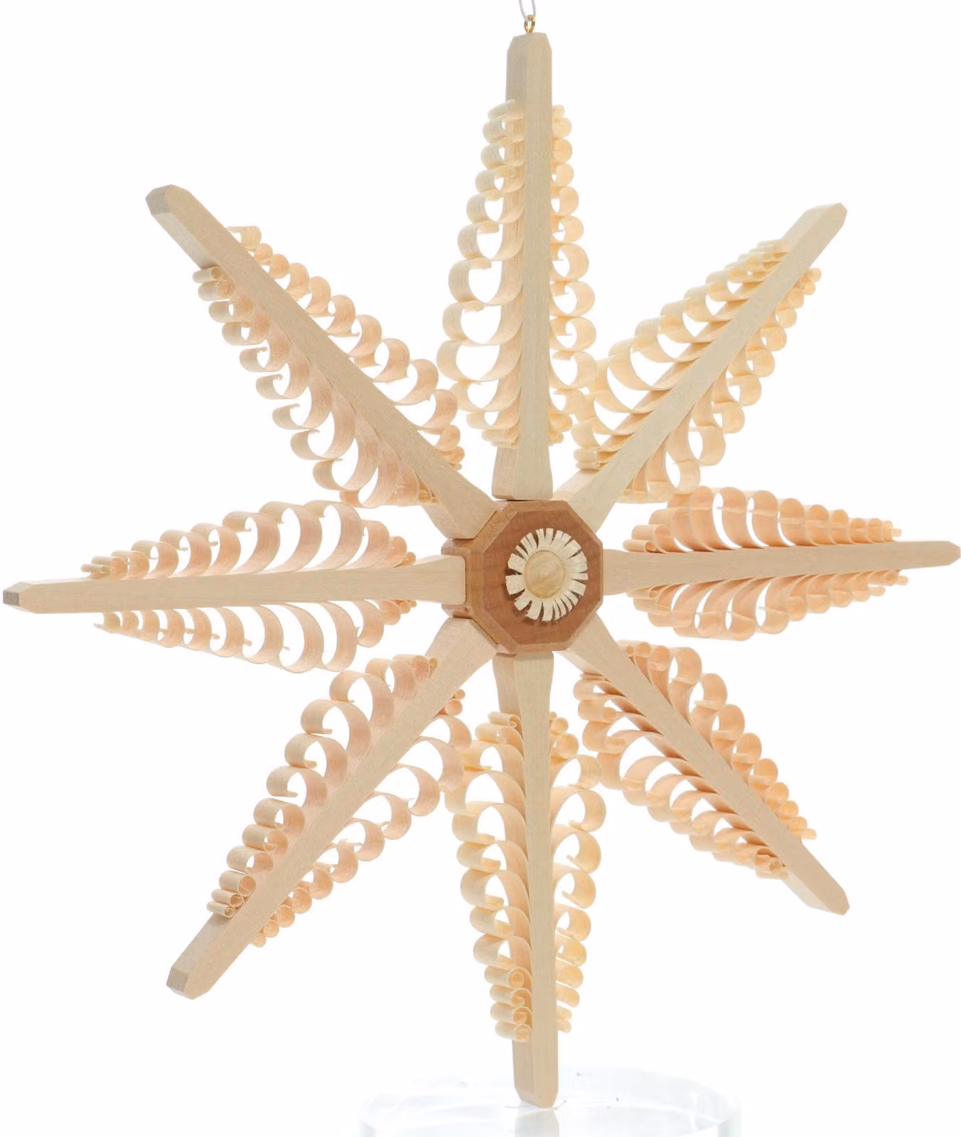 Decorazione per finestra, stella in legno intagliata, dimensioni 28x5x28 cm, NUOVA