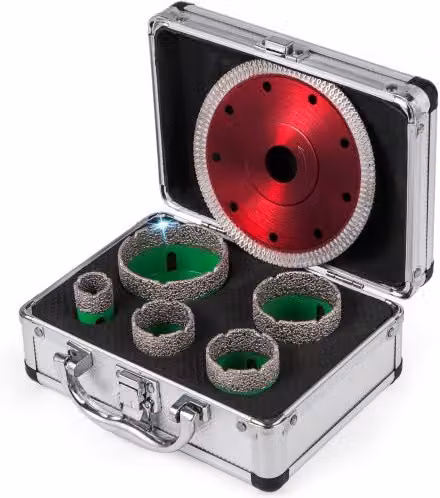 Set di 5 Seghe a Tazza Diamantate VEVOR per Trapano, Spessore Lama 1,4 mm, Ideali per Piastrelle, Granito, Marmo e Porcellana, Colore Argento