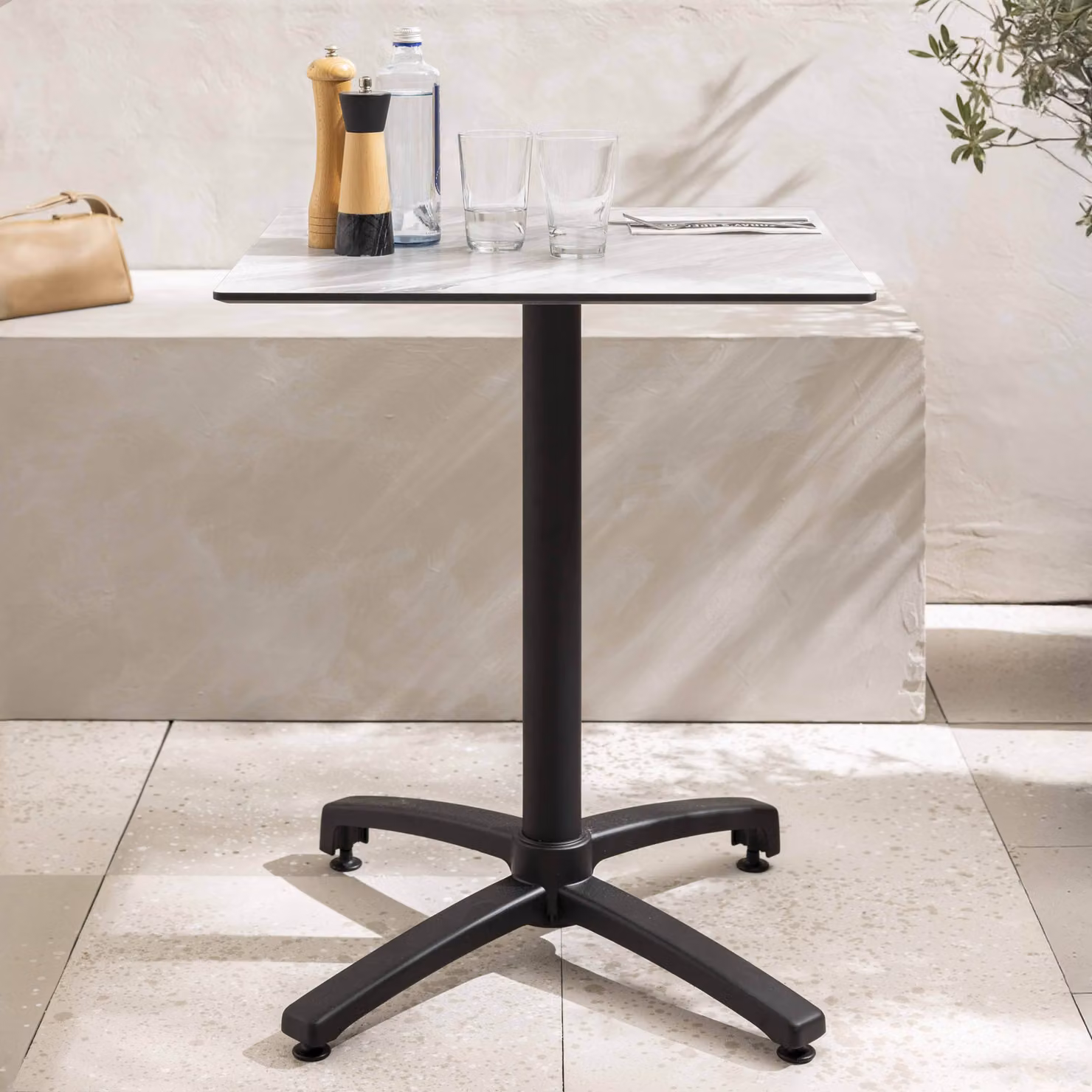 Tavolo da giardino reclinabile da 70 cm in laminato effetto marmo - Oviala Opéra