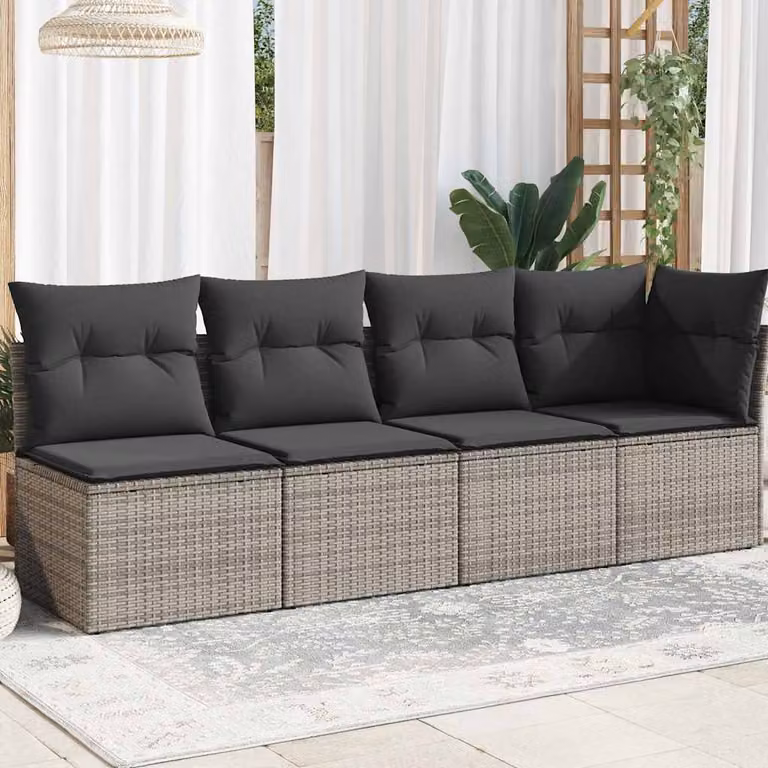 vidaXL Divano da giardino a L con cuscini grigio moderno per 4 persone