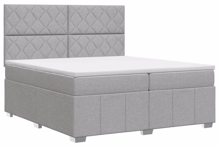 Letto a molle con materasso grigio chiaro 200 x 200 cm in tessuto