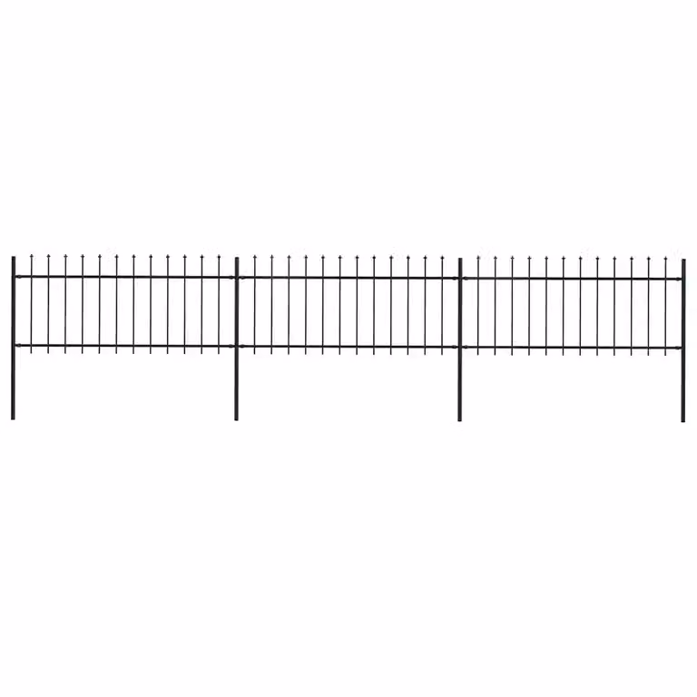 Recinzione da giardino vidaXL con punta a lancia in acciaio nero L: 504 cm, H: 80 cm