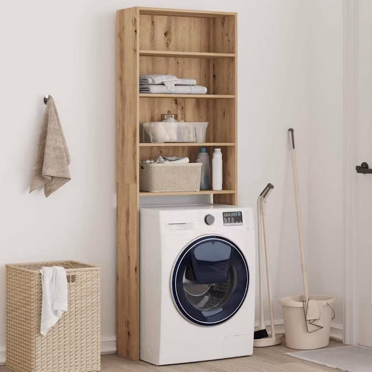 Mobile per lavatrice vidaXL in legno rovere artigianale marrone L: 64 cm, P: 24 cm, H: 190 cm
