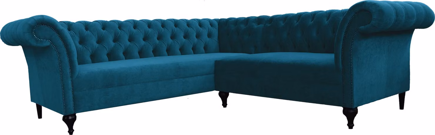 Chesterfield Ecksofa Eckcouch Designer Sofa Couch Samt Ledersofa SLIII Sofa №87