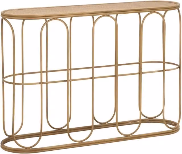 Console Samui in ferro e rattan naturale — 110x32x77 cm