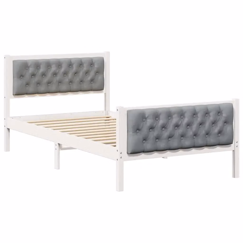 Struttura del letto vidaXL in pino massello laccato grigio chiaro 100 x 200 cm – 2