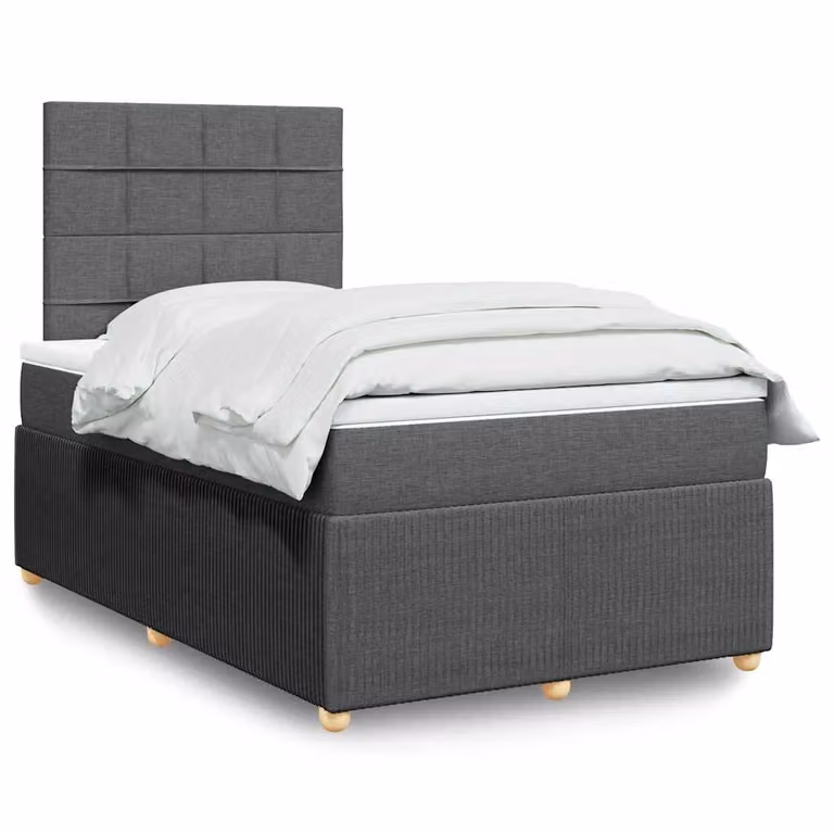 vidaXL Letto Ibrido con Materasso e Struttura Imbottita in Tessuto Grigio e Bianco L/P/H: 120 x 200 cm