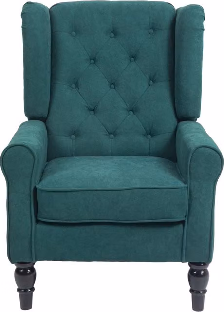 Poltrona capitonnata con braccioli e gambe in legno ¨C zephmum ¨C verde 74x86x102 cm