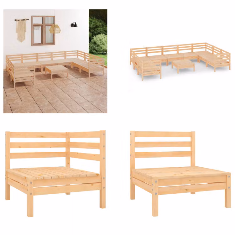 vidaXL 10 pezzi set salotto da giardino pino massiccio - Set di mobili da giardino - Set di mobili da giardino - Set di mobili da giardino - Set di mobili da giardino