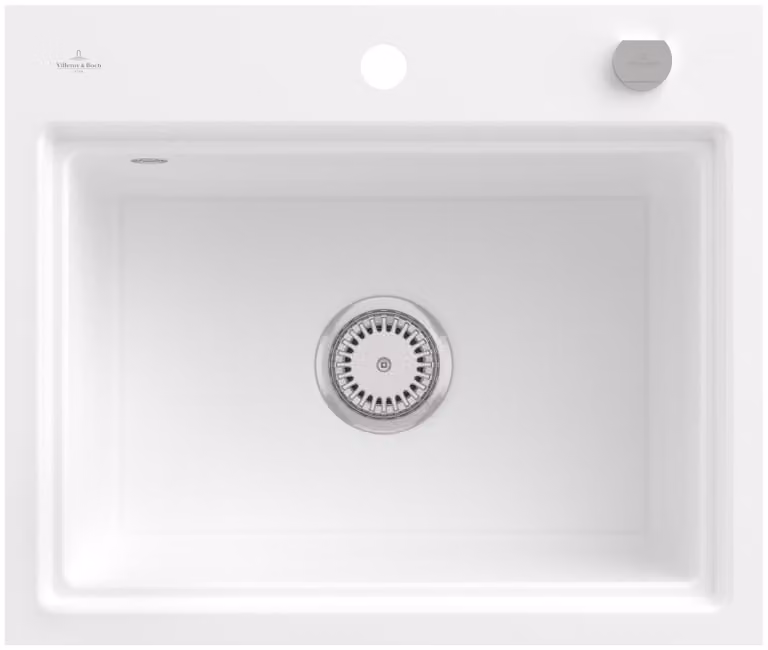 Lavello a filo V&B Subway Style 60 S Flat re, con scarico, manuale, bianco neve