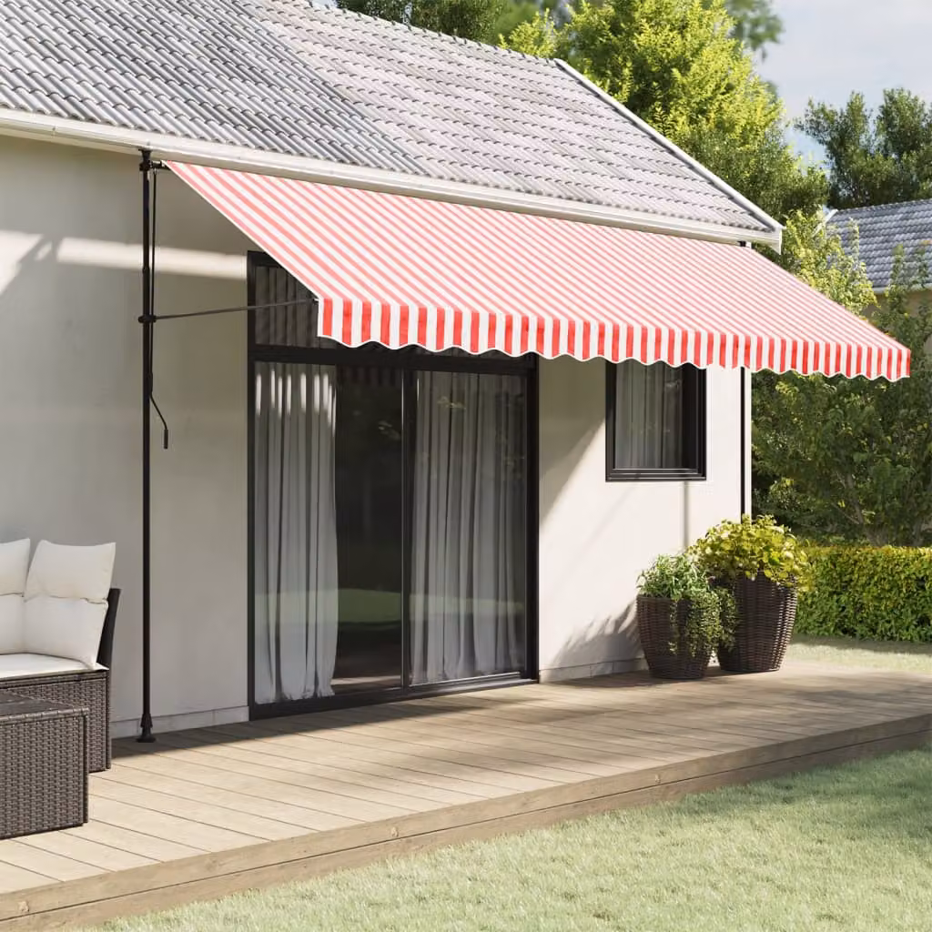 Mantovana di ricambio per tenda da sole vidaXL a strisce rosse e bianche in poliestere, Lunghezza: 4,5 m
