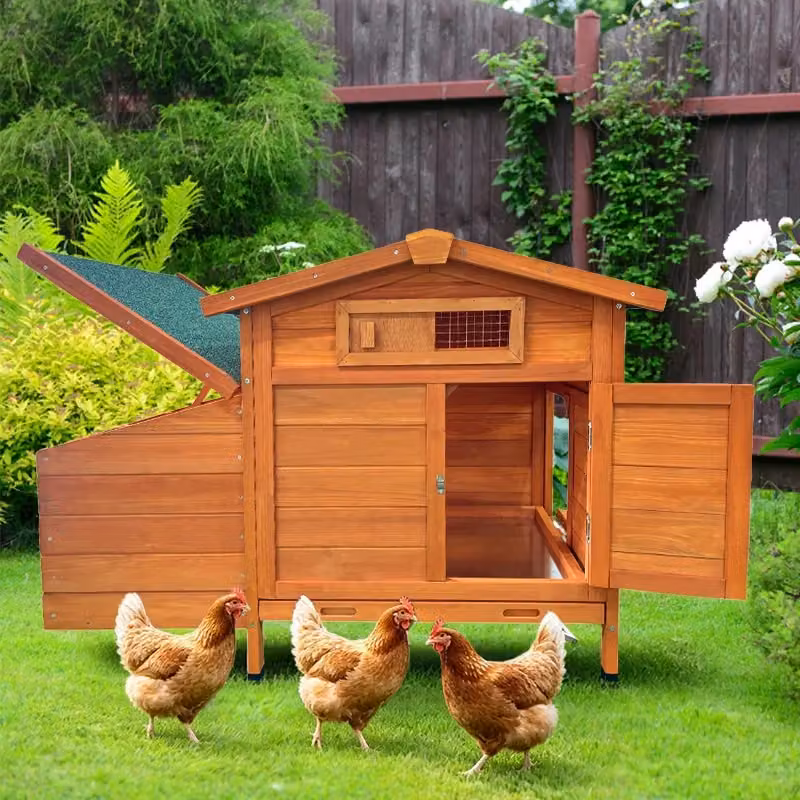 Pollaio in legno Minimal su palafitte marittimo colore marrone e oro per giardino – 2