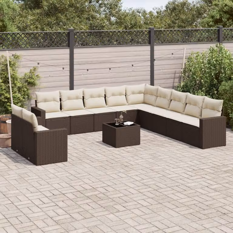 Maison Exclusive - Set Divani da Giardino 12 pz con Cuscini Marrone in Polyrattan