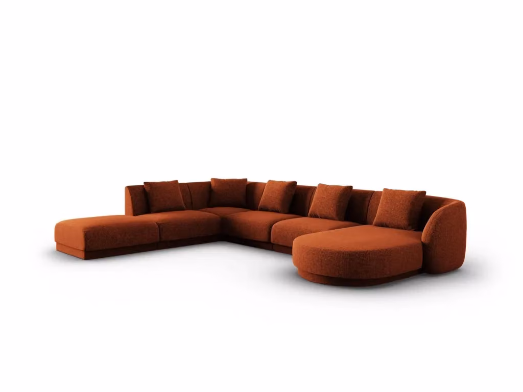Divano panoramico sinistro Tulum Cosmopolitan Design a 6 posti in ciniglia color terracotta L/P/H: 330 x 181 x 70 cm – 2