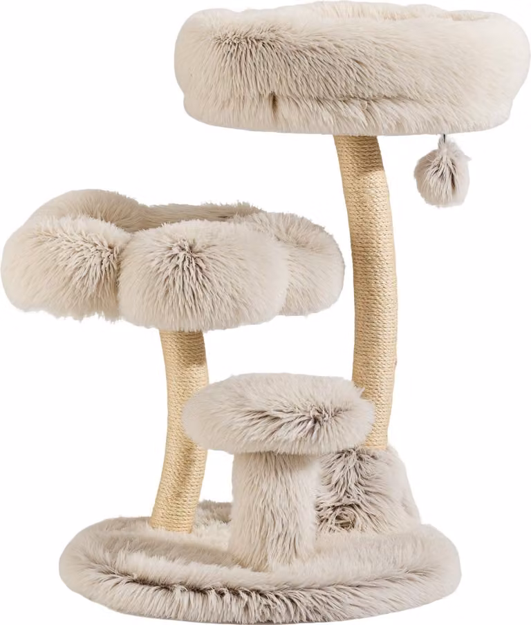 Fudajo Albero tiragraffi di design 49 x 49 x 74 cm, tiragraffi per gatti con peluche e sisal, albero per arrampicarsi per gatti, albero per gatti con pallina da gioco