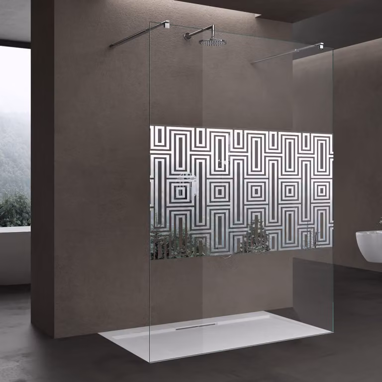doporro Box Doccia Walk-In 140x200cm, Parete Doccia Anticalcare in Vetro in Labirinto 10mm con Braccio Sostegno Telescopico in Acciaio MMBR3