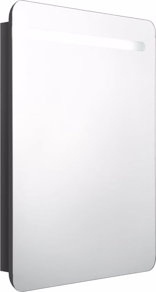 Armadietto Bagno con Specchio e LED Nero Lucido 60x11x80 cm