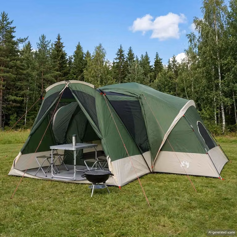vidaXL Tenda a capanna impermeabile per 10 persone, Verde