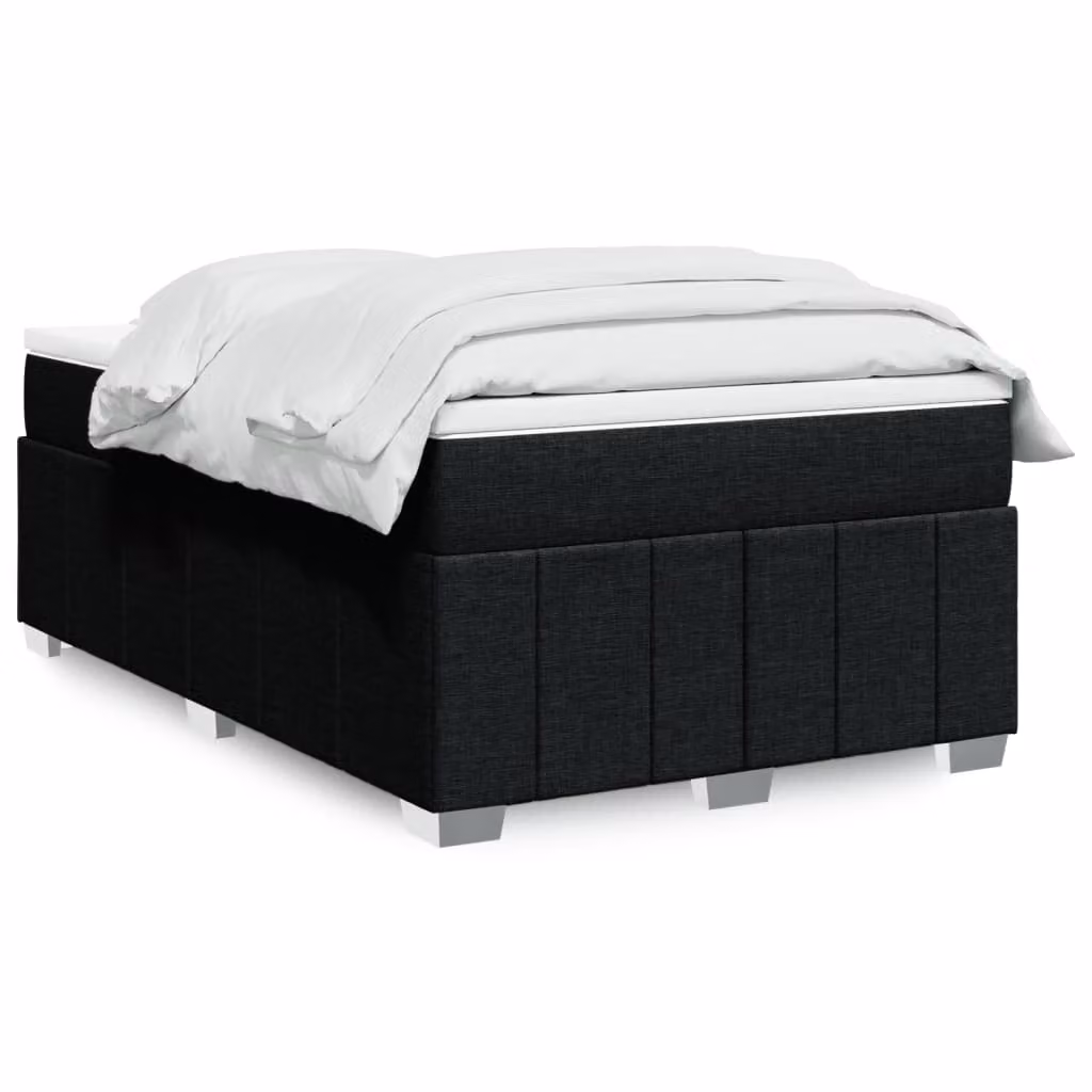 vidaXL Giroletto a Molle con Materasso Ibrido in Tessuto Nero e Bianco, L/P: 120 x 190 cm