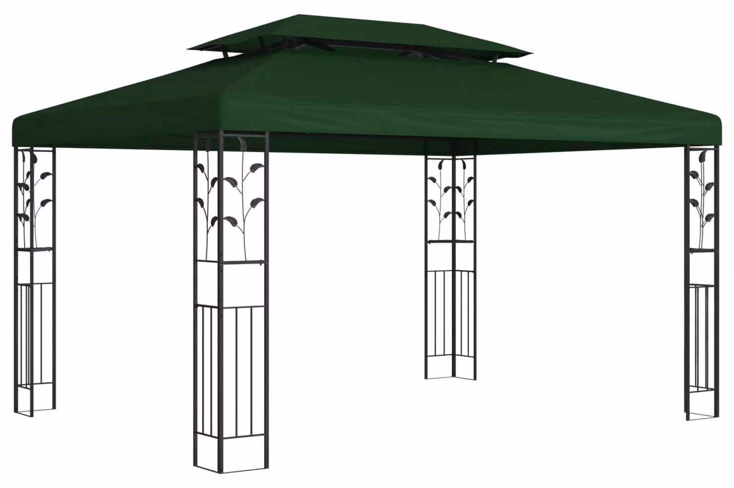 Gazebo 3,97 x 2,96 x 2,68 m Verde Poliestere e Acciaio