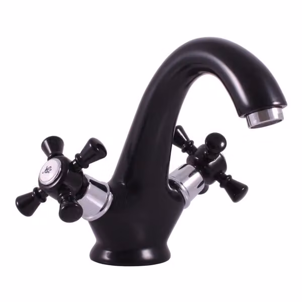 Slezák-RAV Miscelatore per lavabo Slezák RAV Morava Retro MK328CMATC Colore: nero opaco/cromo, Dimensione: 1/2''