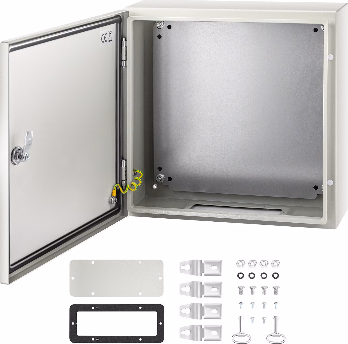 SucceBuy - Armadio in acciaio NEMA 16x16x6 pollici, NEMA 4X, a prova di acqua e polvere, scatola di derivazione per uso interno ed esterno, acciaio, IP66, grigio