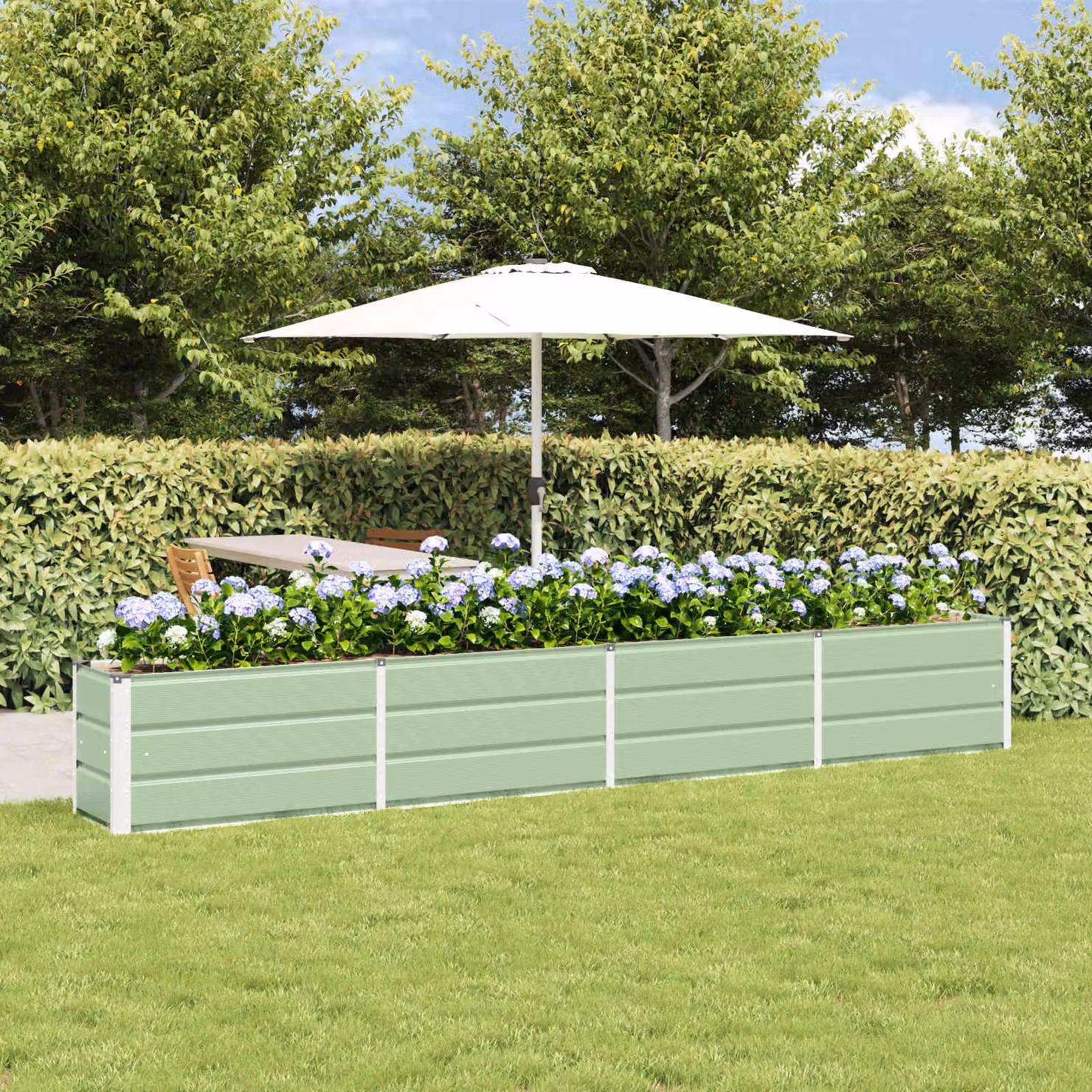 Fioriera verde vidaXL in acciaio e plastica L: 320 cm, P: 40 cm, H: 45 cm
