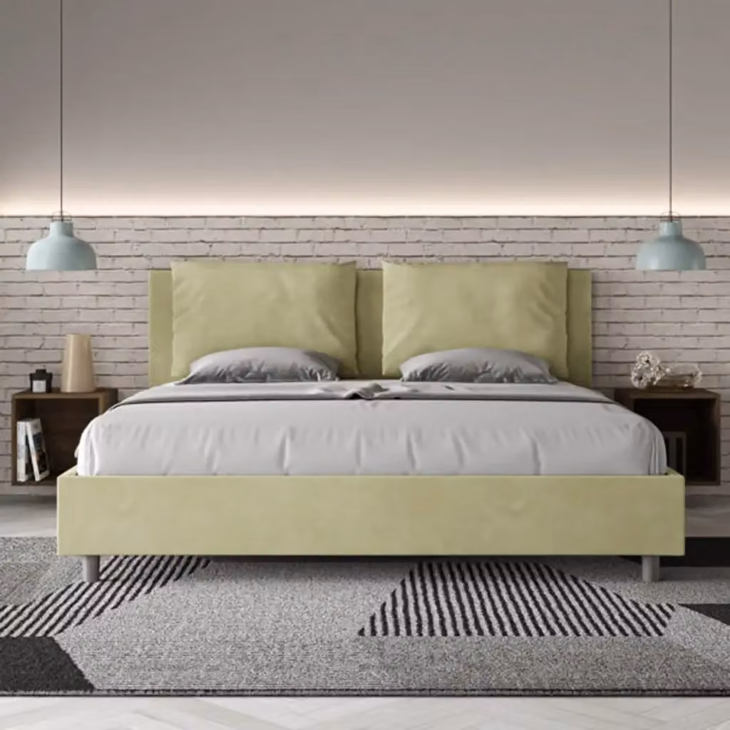 Letto Antea Ityhome con rete imbottita in microfibra colore verde L/P: 180 x 195 cm – 2