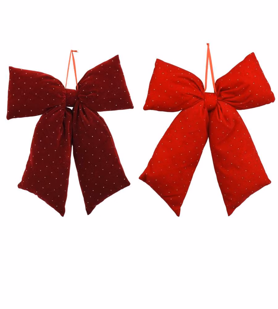 Fiocco Decorativo 40 cm in poliestere con diamantini- Rosso/Bordeaux