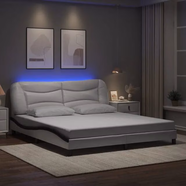 Giroletto con LED e porte USB Hvar vidaXL Bianco e Nero L/P: 180 x 200 cm – 1