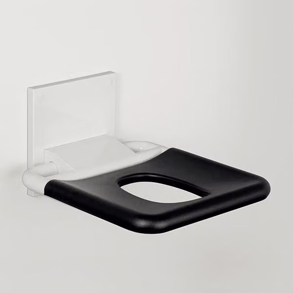pba 01 Sedile da doccia con apertura igienica pieghevole, in nylon, 380x445mm