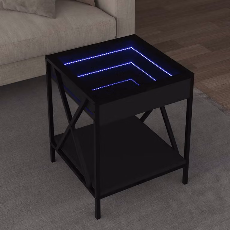 vidaXL Tavolino da Salotto Moderno con LED Infinity Nero L/P/H: 40 x 40 x 49 cm