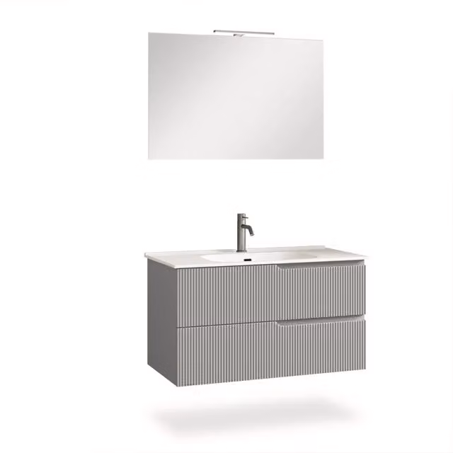 Mobile bagno composizione 4 pezzi L.91 P.46,5 H.190 cm VENERE colore grigio opaco