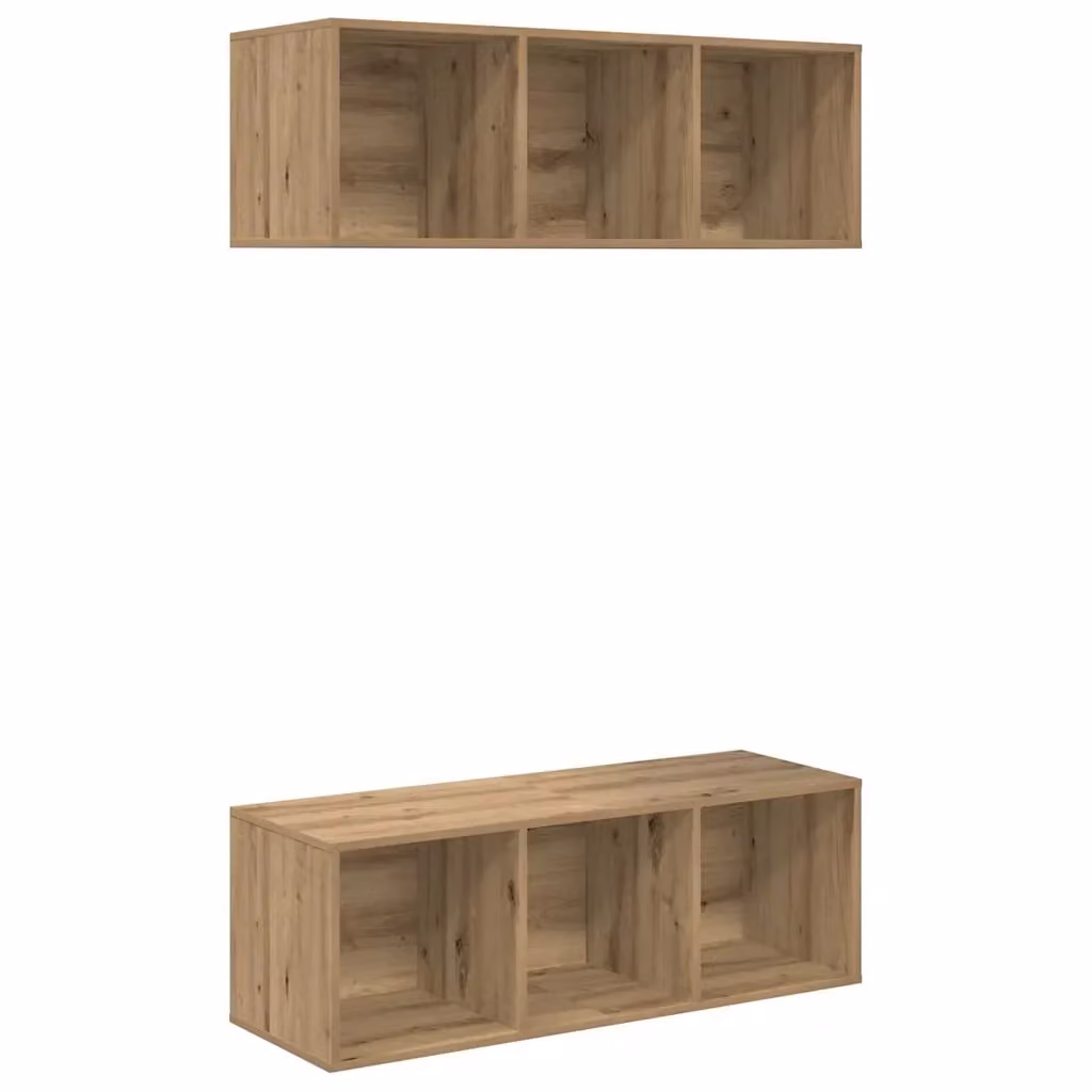 Set di 2 mobili TV vidaXL in legno rovere marrone stile minimalista L/P/H: 37 x 37 x 107 cm – 2