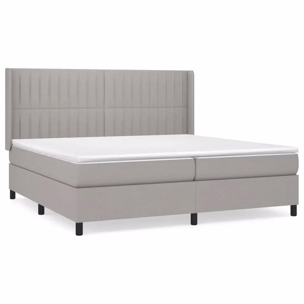 Letto Ibrido vidaXL con Giroletto a Molle e Materasso in Tessuto Grigio Chiaro e Bianco L/P/H: 203 x 203 x 128 cm – 2