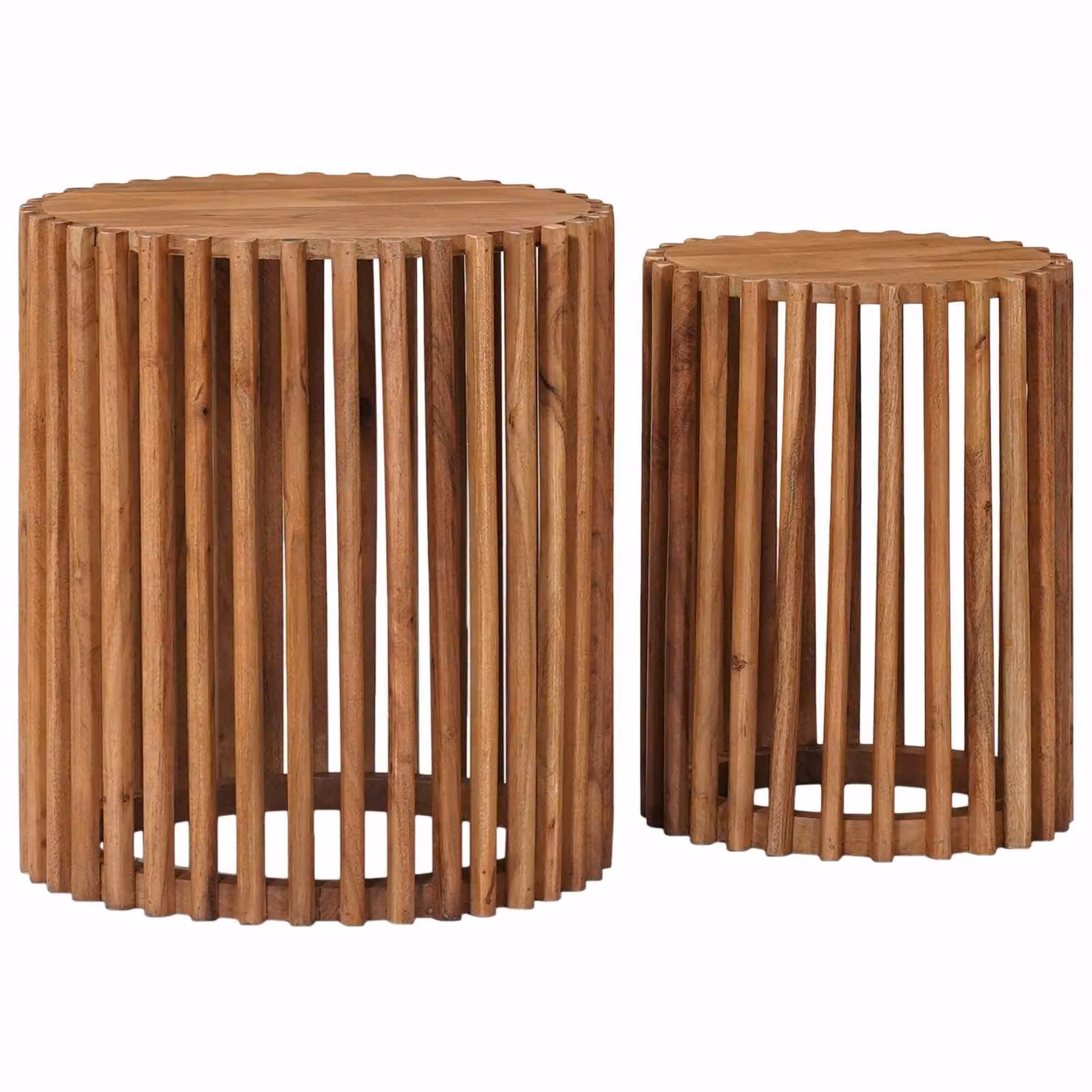 Set di 2 tavolini rotondi moderni vidaXL in legno di acacia e mango marrone L/P/H: 40 x 40 x 45 cm – 1
