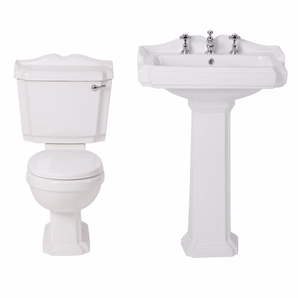 Set Bagno WC Monoblocco- Lavabo su Colonna - Soluzione completa - Stile Moderno - Regent