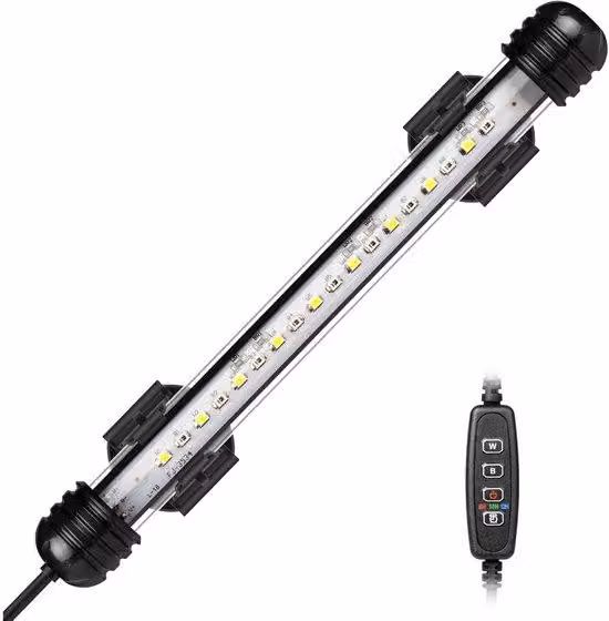 Illuminazione a LED per acquari - 19 cm - Timer automatico - Alternanza di colori blu e bianco - Per acquari fino a 40 cm
