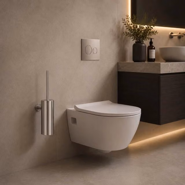 Porta scopino da parete sospeso SINED LEVANTE in acciaio inox 316L satinato argento – 1